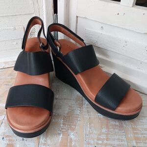 Gentle Souls Hope Slingback Wedge Women's Size 6m Black Leather Upper & Insole